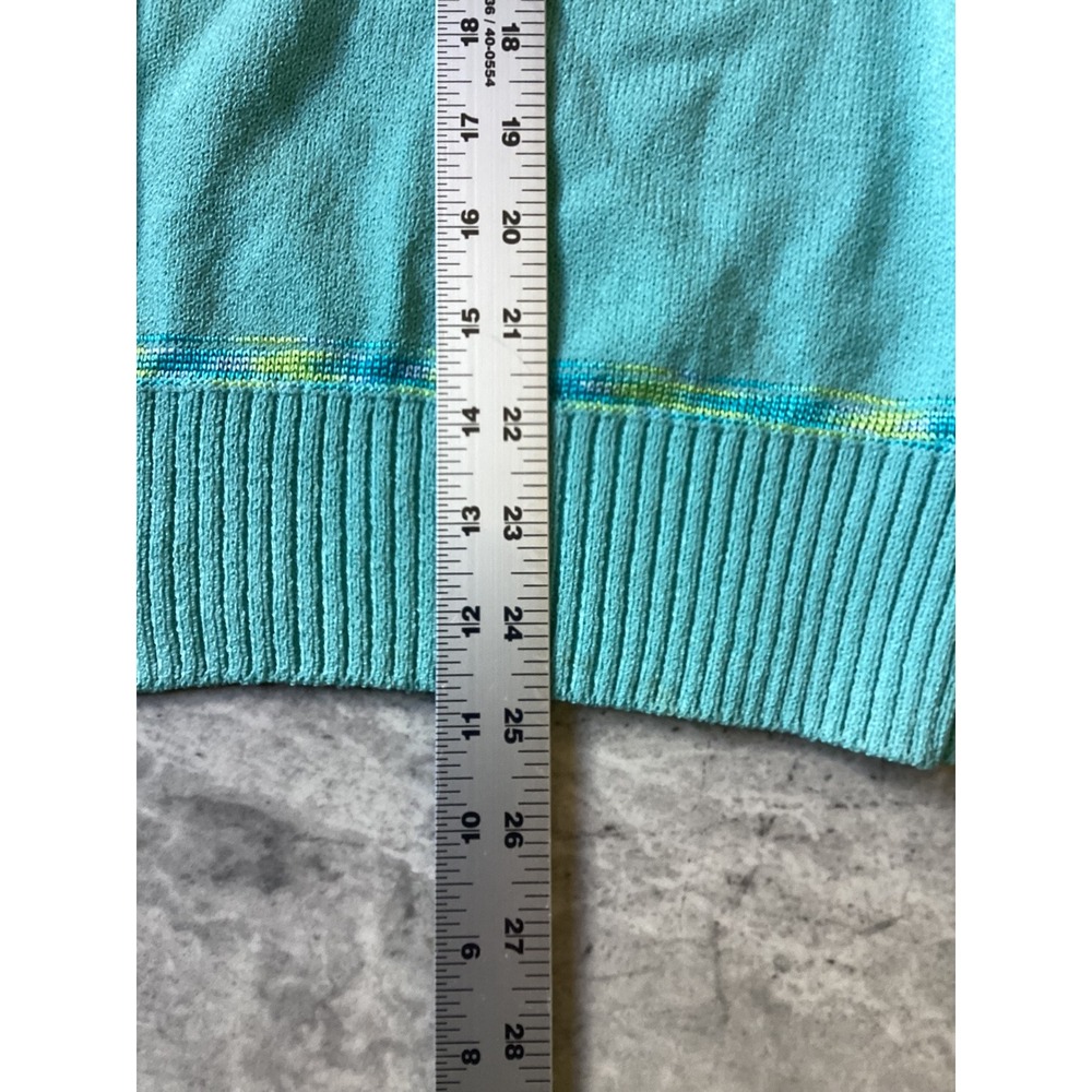 St John Sport Turquoise Wool Blend V-Neck Cardigan Gold Toggle Buttons Sweater - Picture 5 of 12